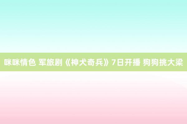 咪咪情色 军旅剧《神犬奇兵》7日开播 狗狗挑大梁