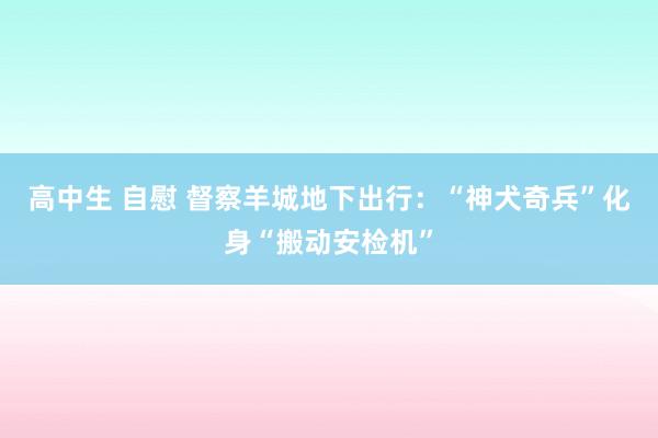 高中生 自慰 督察羊城地下出行：“神犬奇兵”化身“搬动安检机”