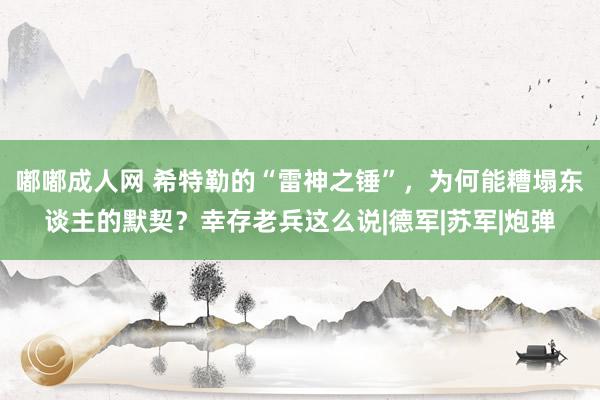 嘟嘟成人网 希特勒的“雷神之锤”，为何能糟塌东谈主的默契？幸存老兵这么说|德军|苏军|炮弹